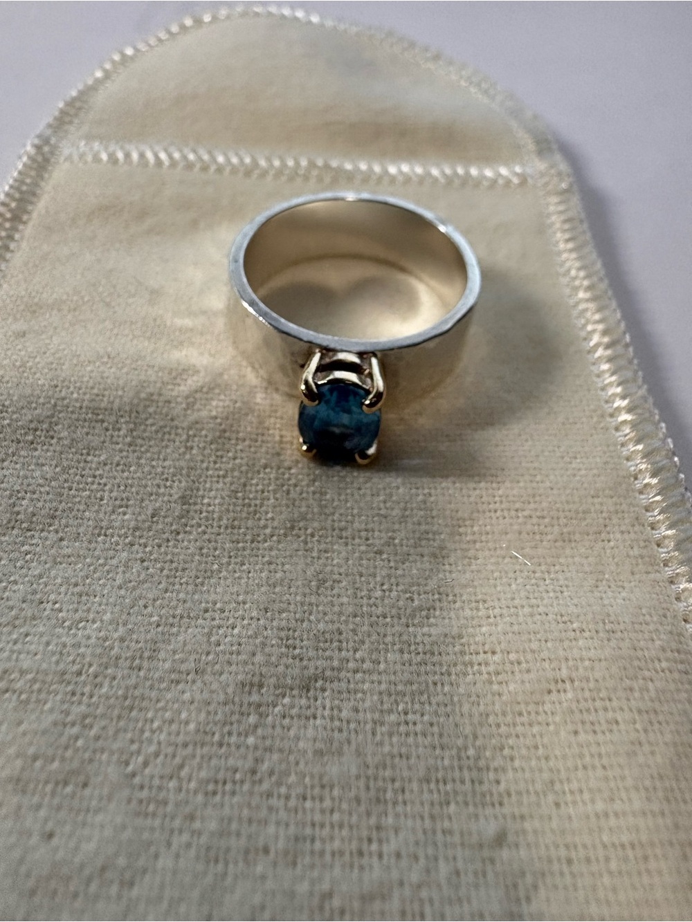 Retiring James Avery Sterling Ring and 14k Gold Blue Topaz stone